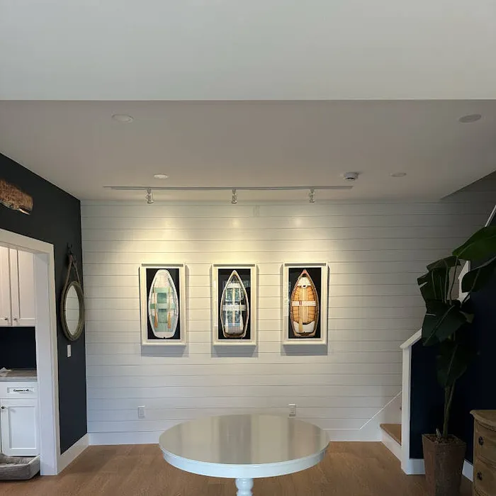 Track lighting in a finished living space
